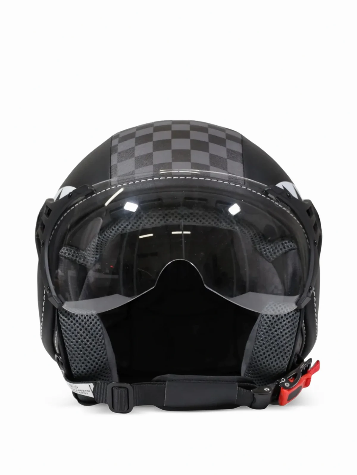 shark-print checkerboard helmet