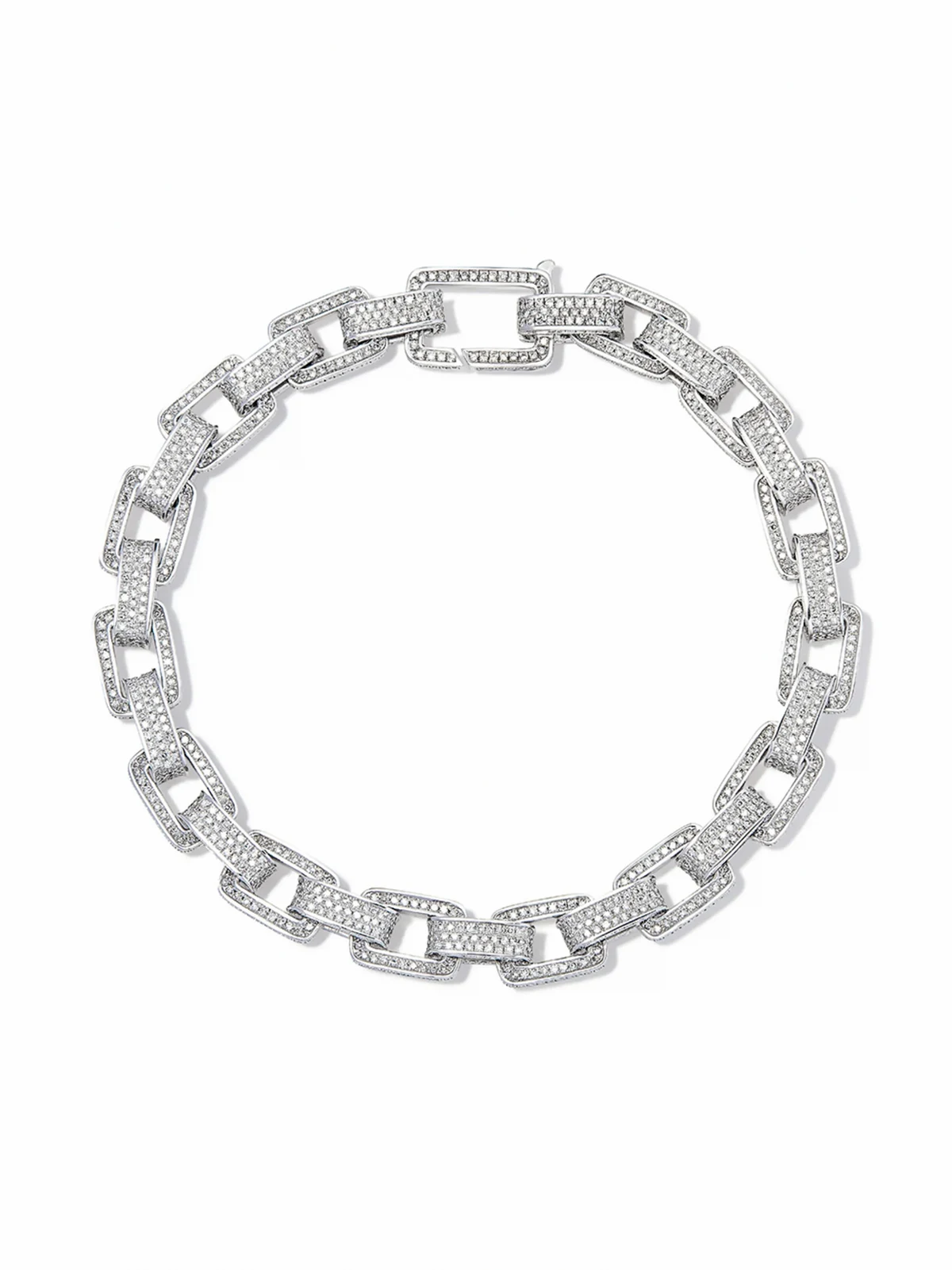 18K white gold chain-link diamond bracelet