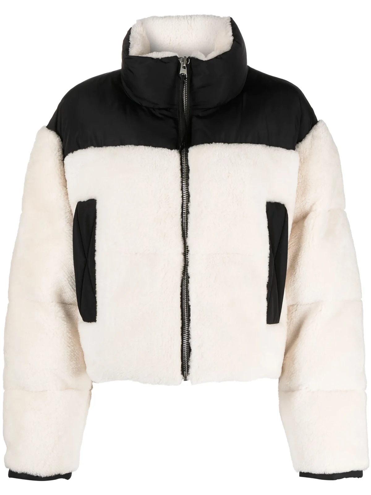 Daunenjacke mit Shearling-Besatz