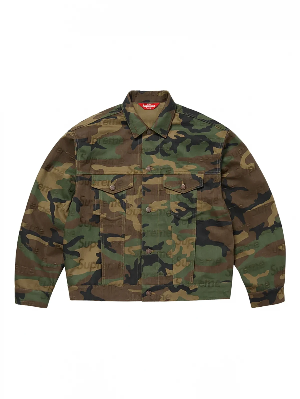 jacquard logos denim trucker jacket