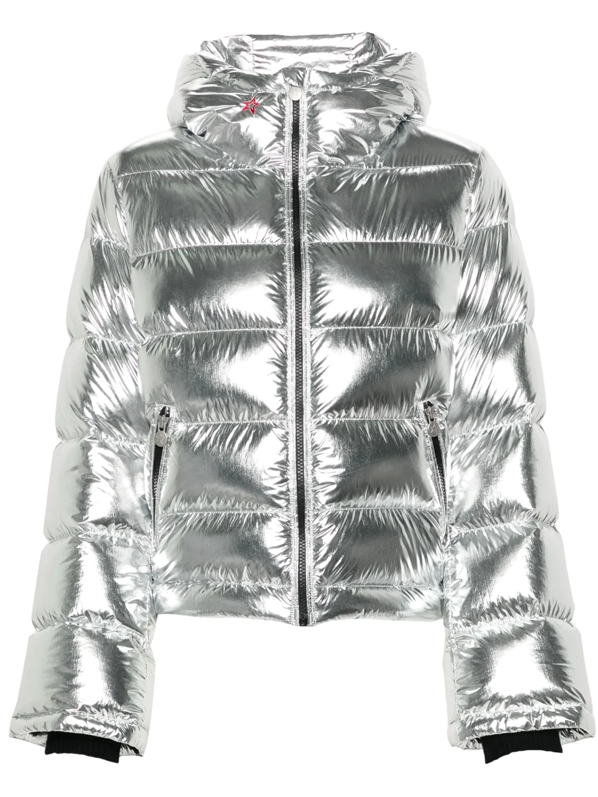 metallic flare jacket
