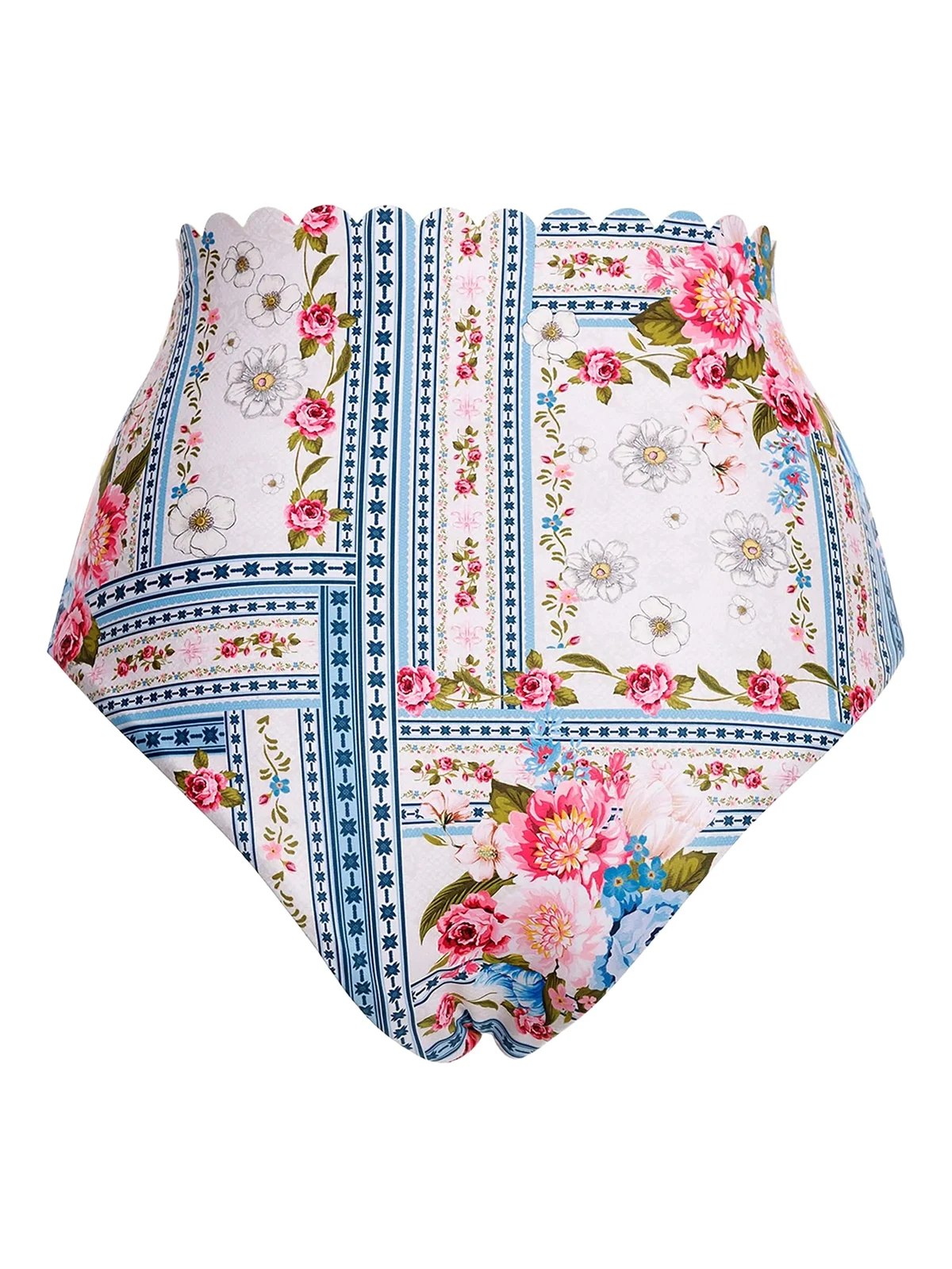 Alicia scalloped floral-print bikini bottom