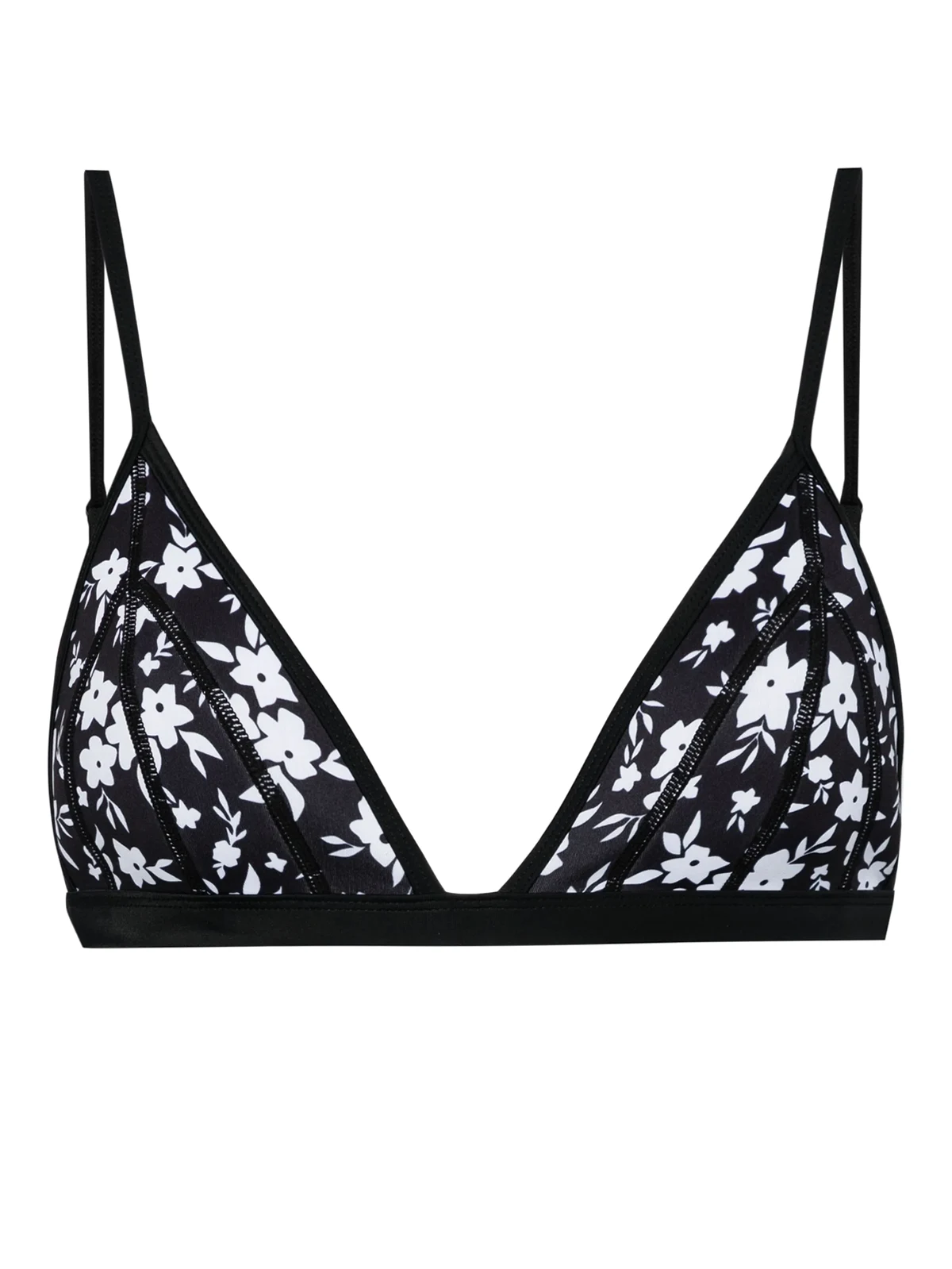 triangle-cup floral-print bikini top