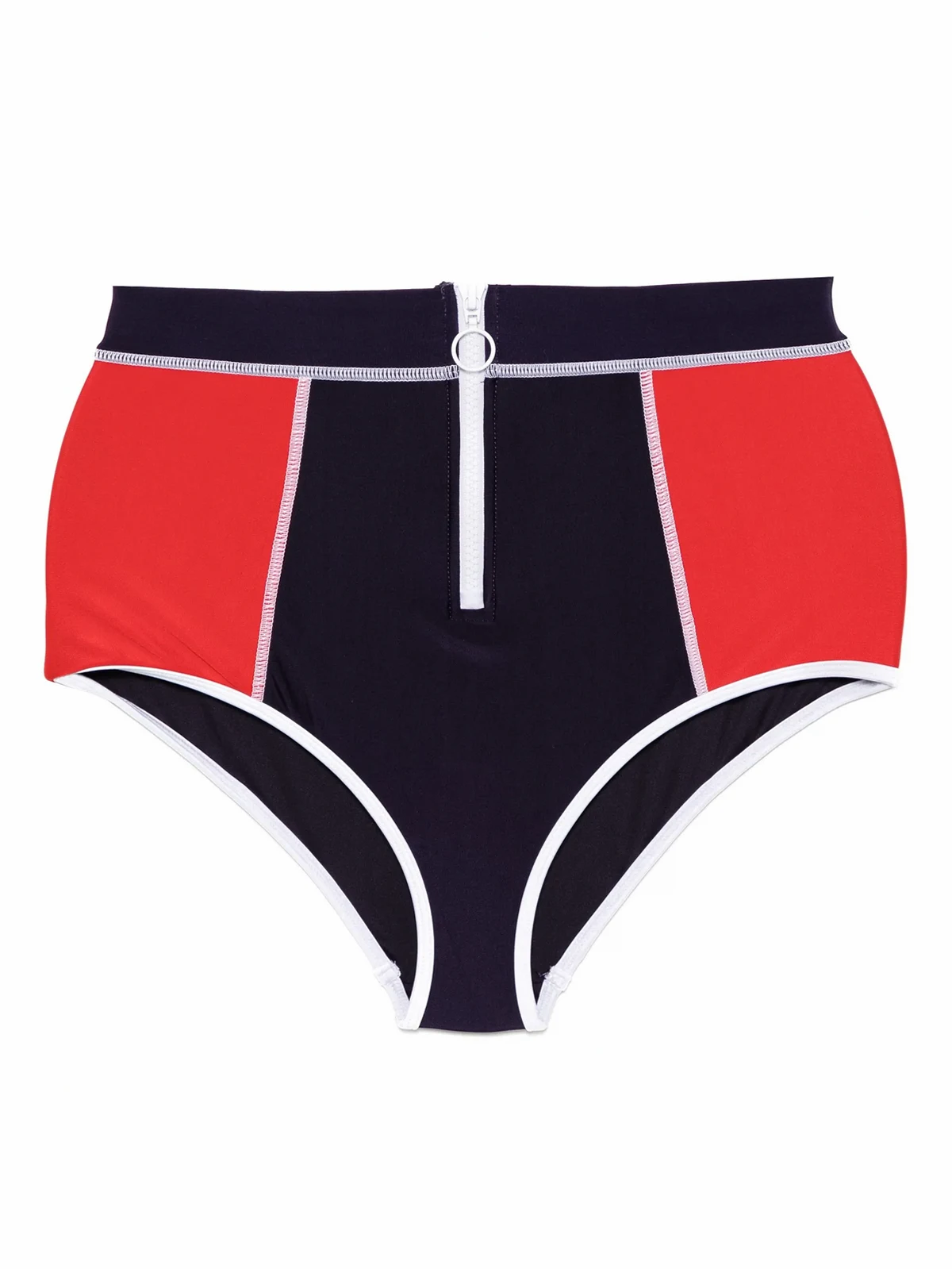 high-waisted zipped swim bottom
