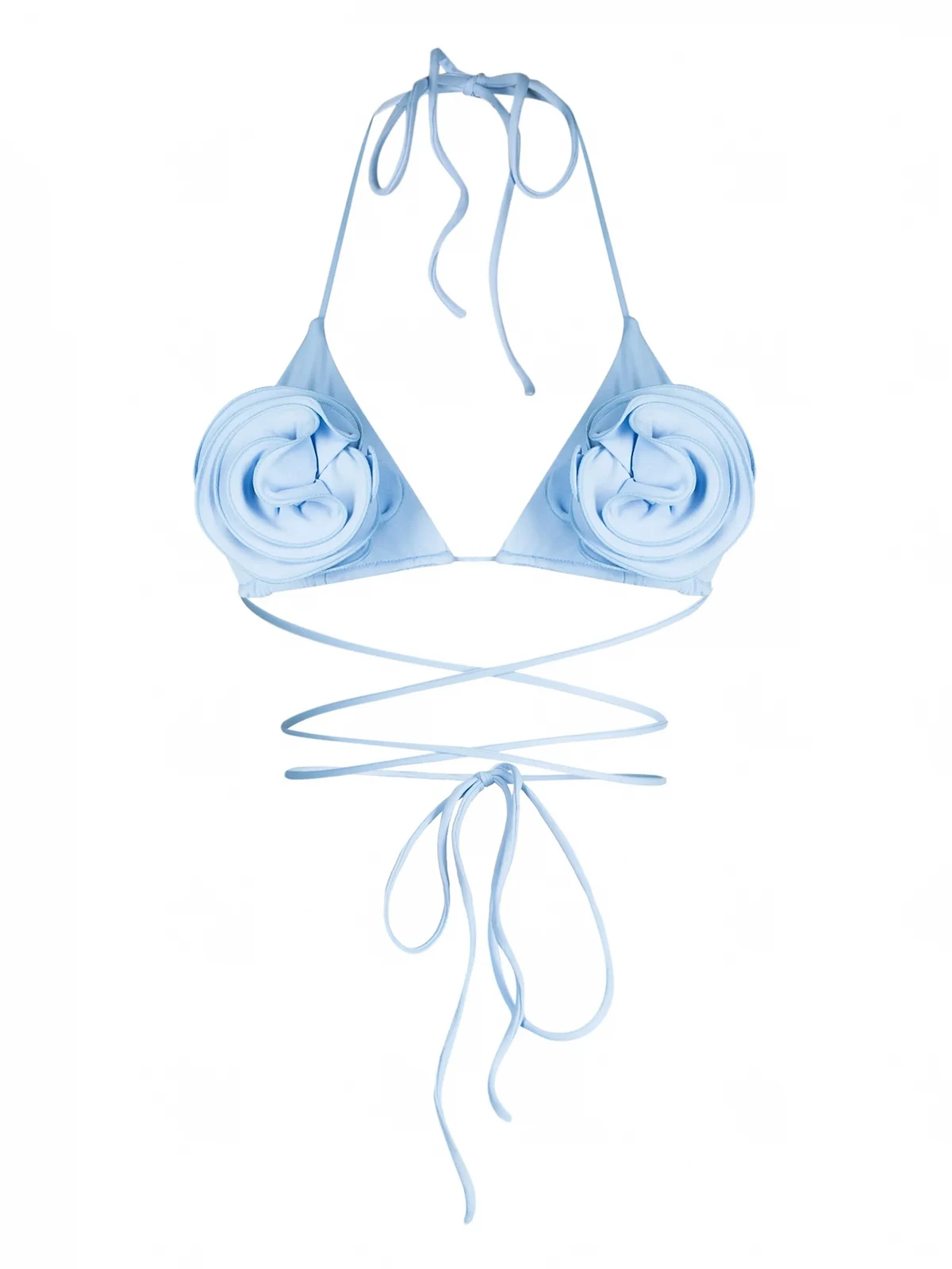 floral-appliqué bikini top