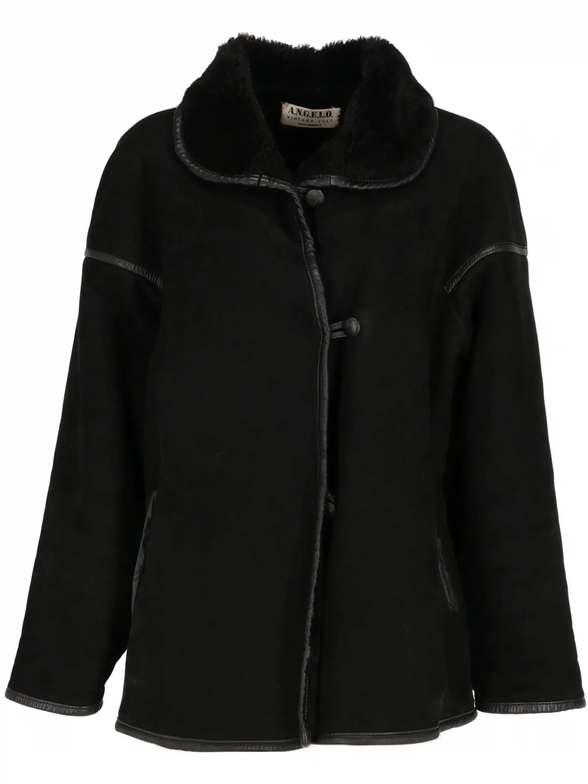 1980s pre-owned Mantel mit Shearling-Kragen