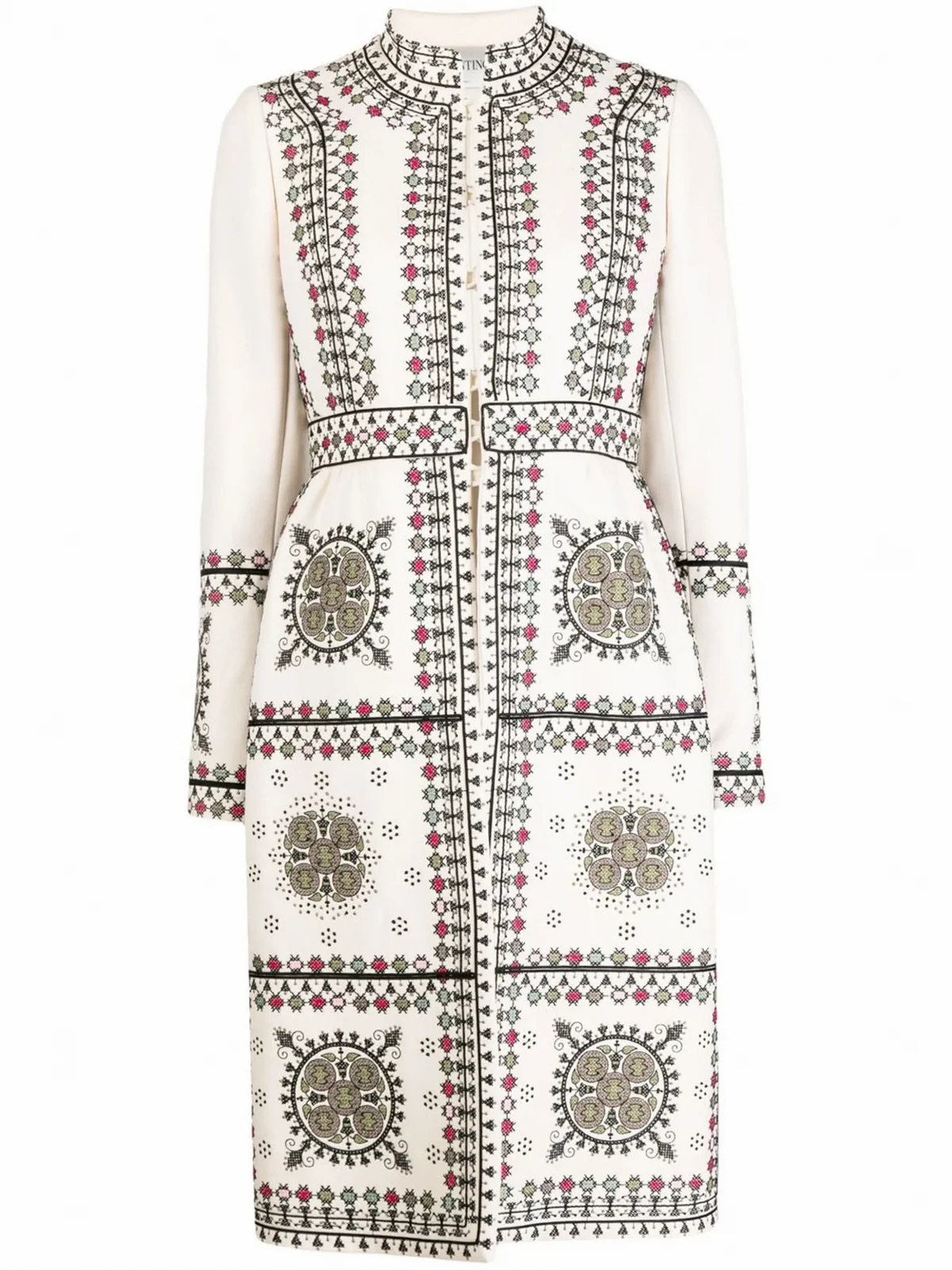 embroidered high-neck coat
