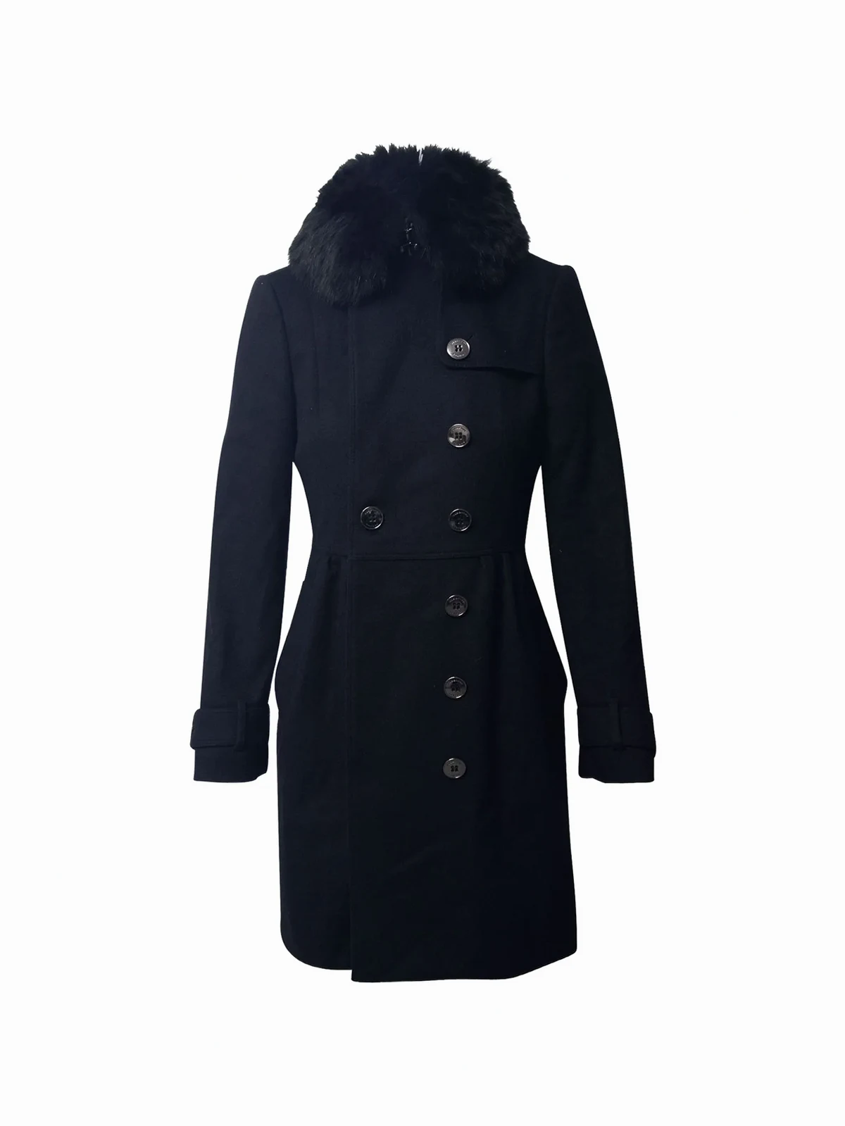 fur-collar double-breasted coat