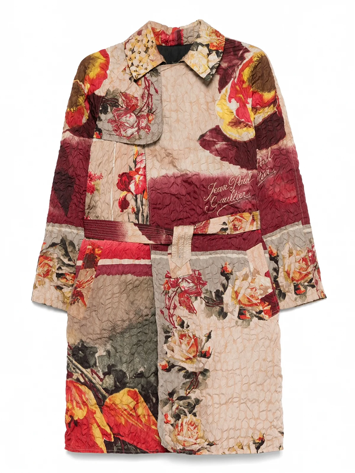 2000s floral-print trench coat