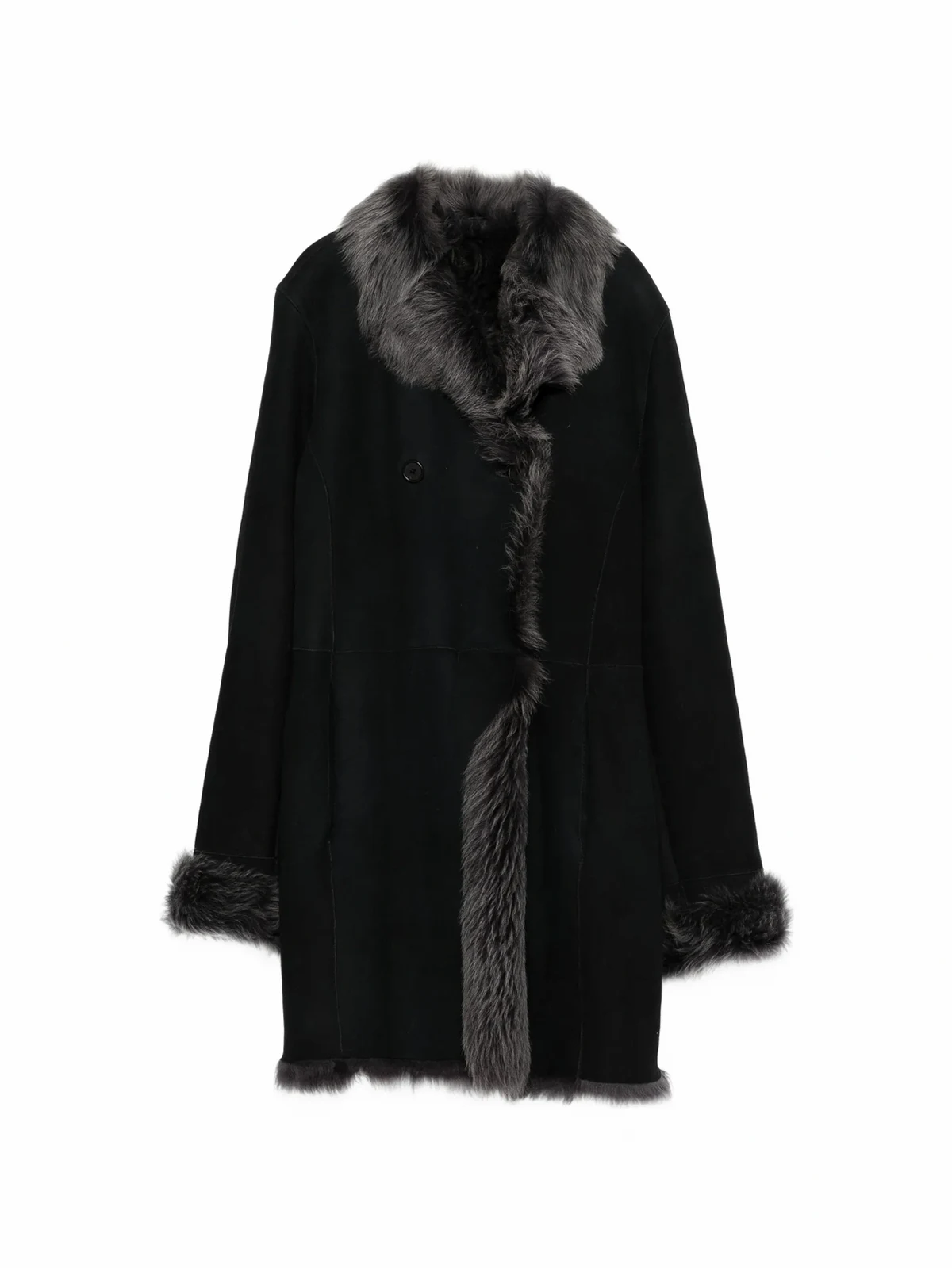 1990s Mantel mit Pelzbesatz