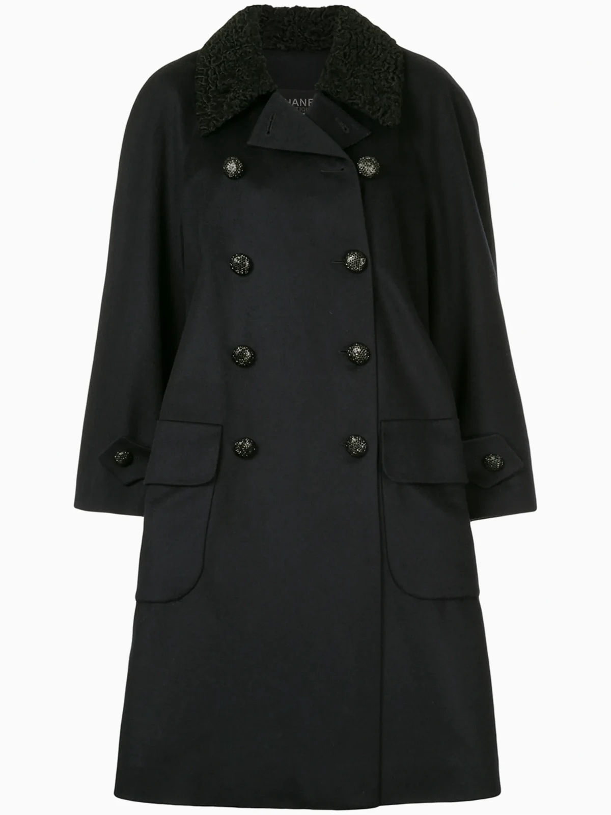 1985-1993 contrast-collar midi coat