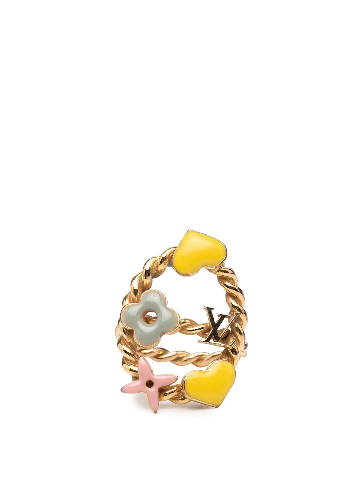 20th Century Gold Plated and Enamel Sweet Monogram Ring costume ring