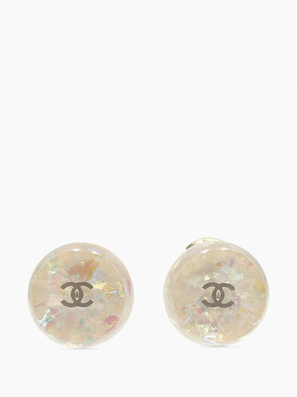 1999 CC Silver Plated Resin Clip On Earrings costume earrings