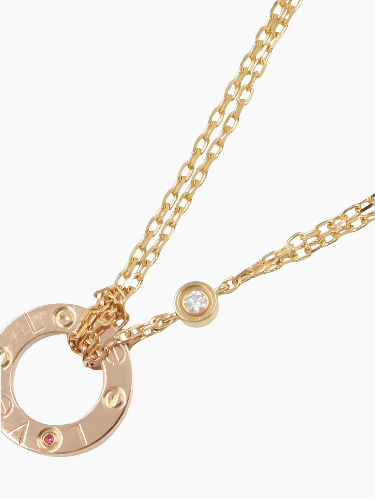 18kt Love Circle Rotgoldhalskette mit Diamant und Saphir