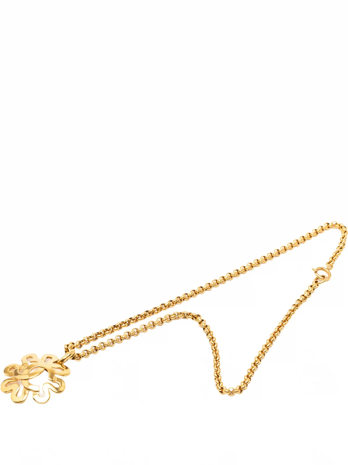 1995 Gold Plated CC Clover Chain Pendant Necklace costume necklace