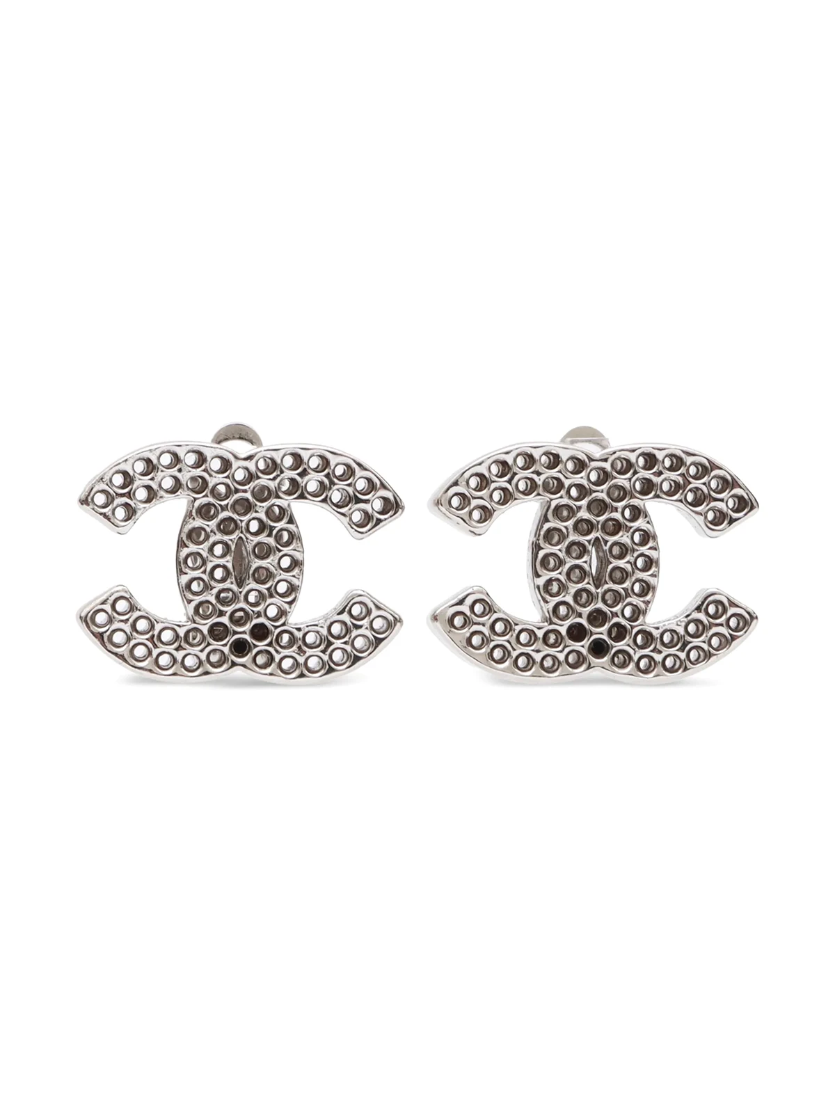 2003 perforated CC logo clip-on earrings