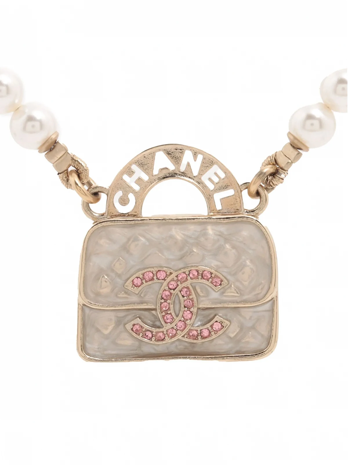 2024 vergoldete CC Halskette mit Kunstperlen und Strasssteinen