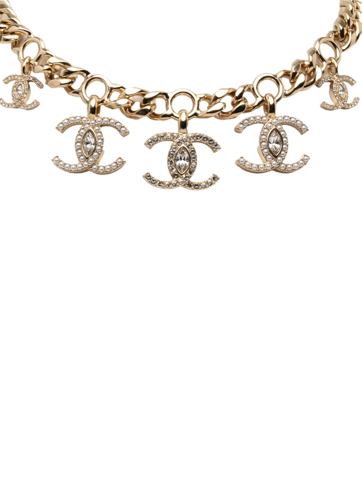 2021 CC Gold Plated Faux Pearl Crystal Choker Necklace costume necklace