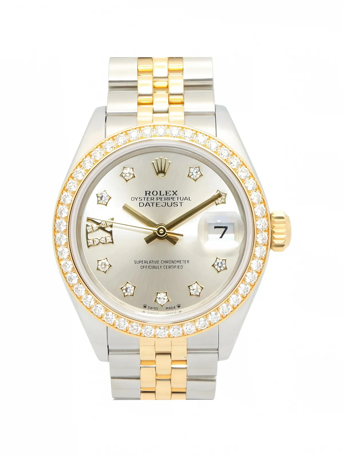 Diamond Bezel Silver Datejust 28mm watch
