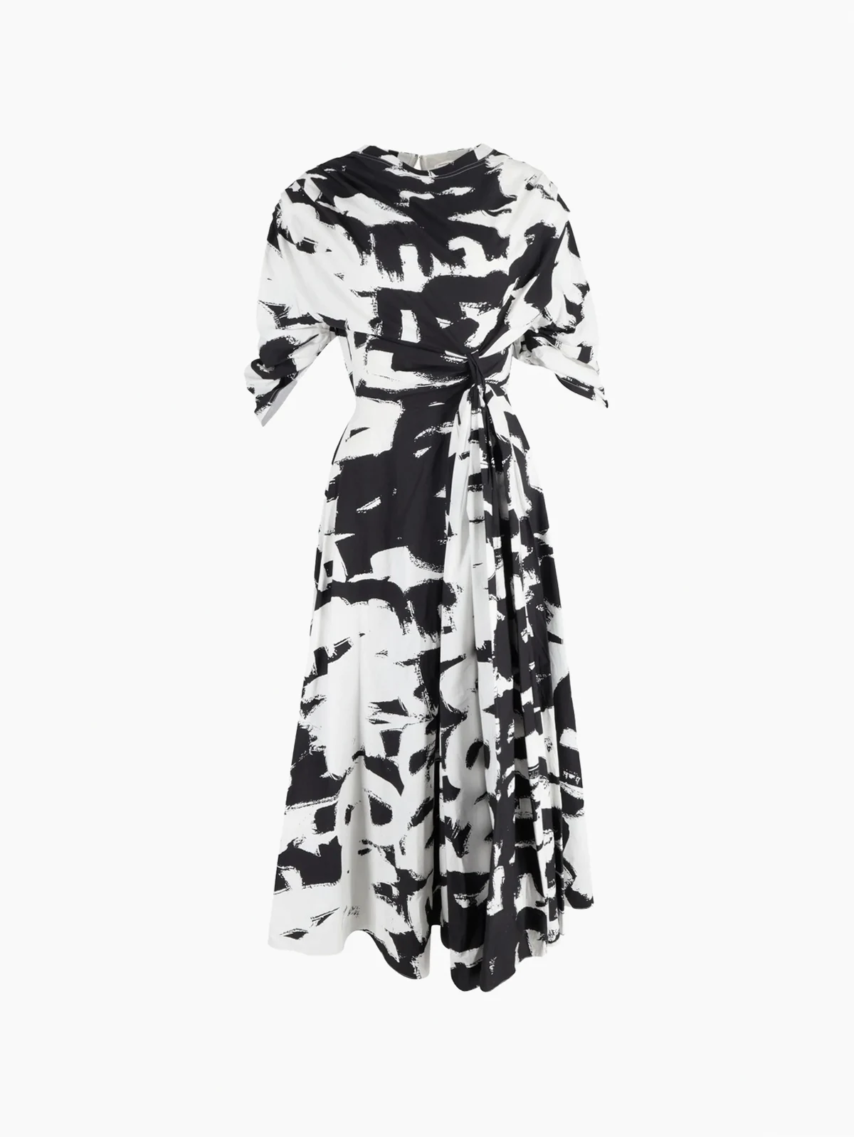 Print-Midikleid mit verdrehter Taille