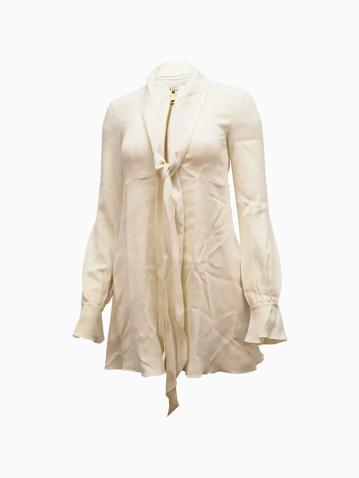 tie-neck puff-sleeve mini dress