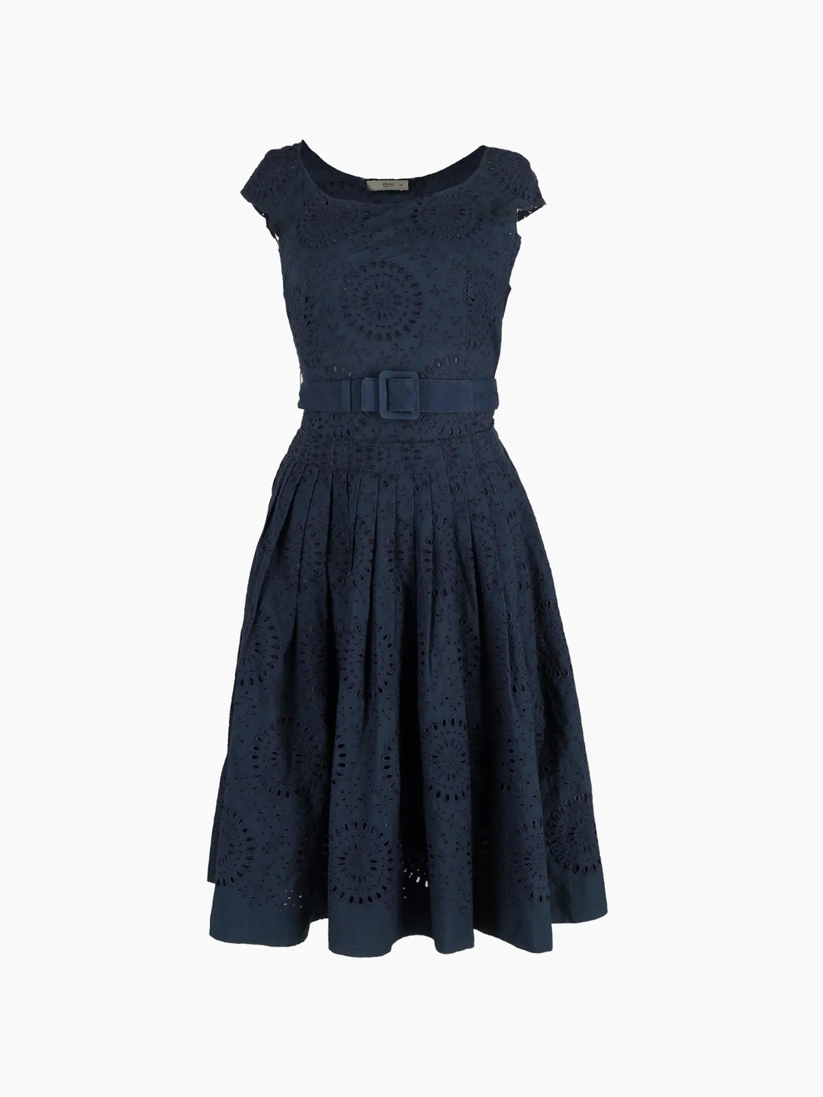 broderie-anglaise belted dress