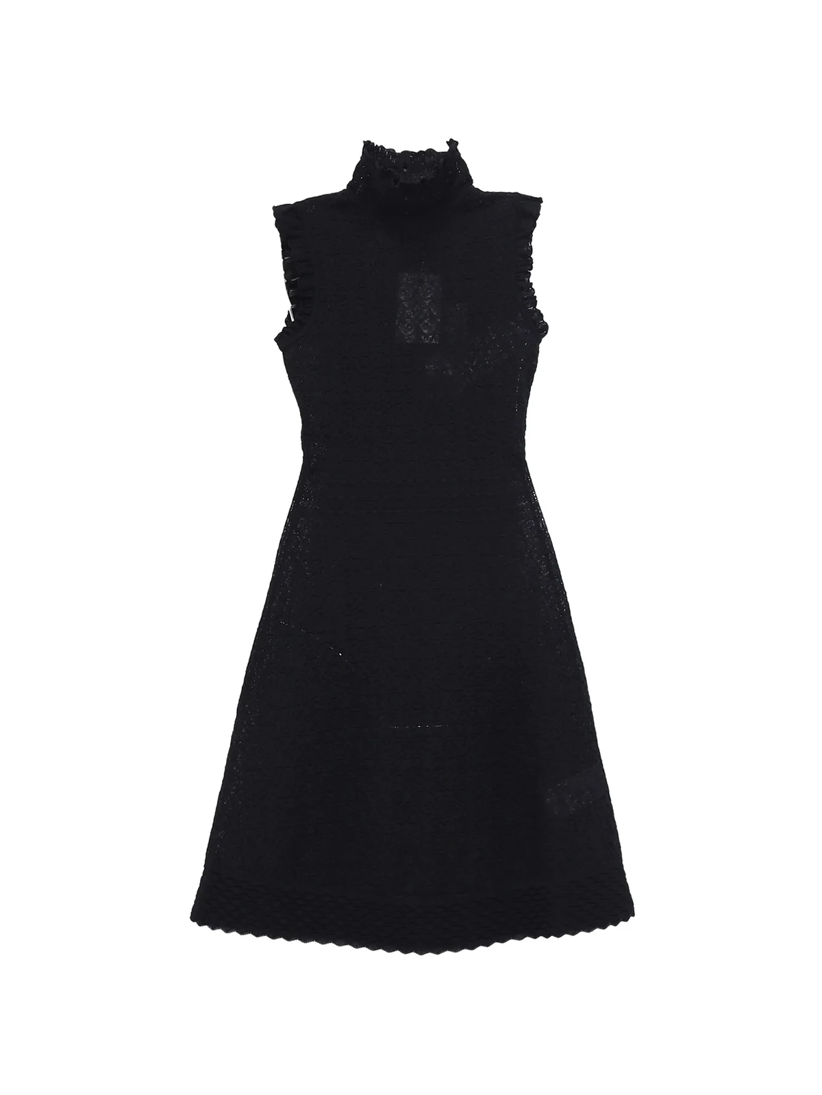 Spitzenmidikleid mit Stehkragen