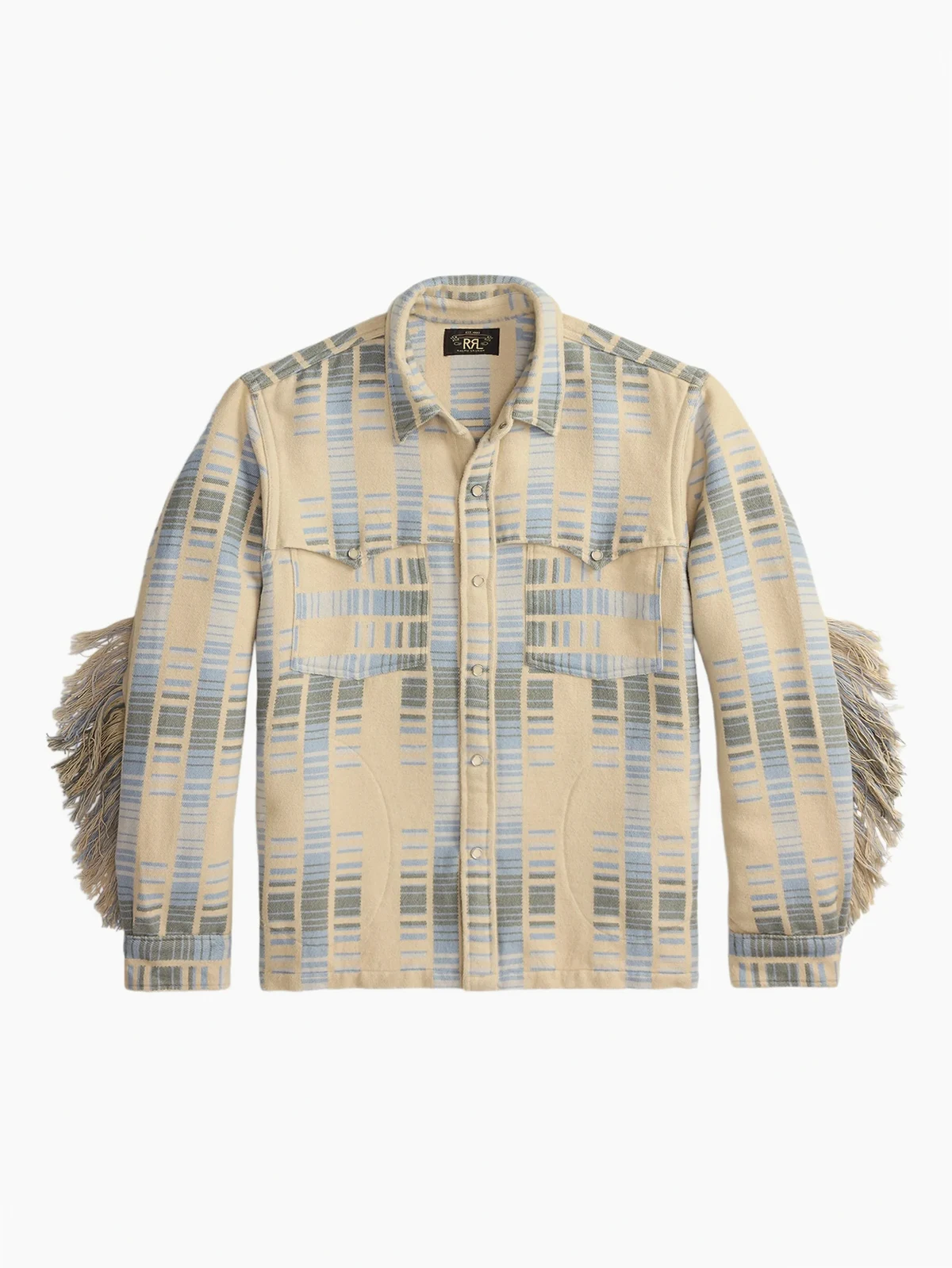 fringed striped overshirt