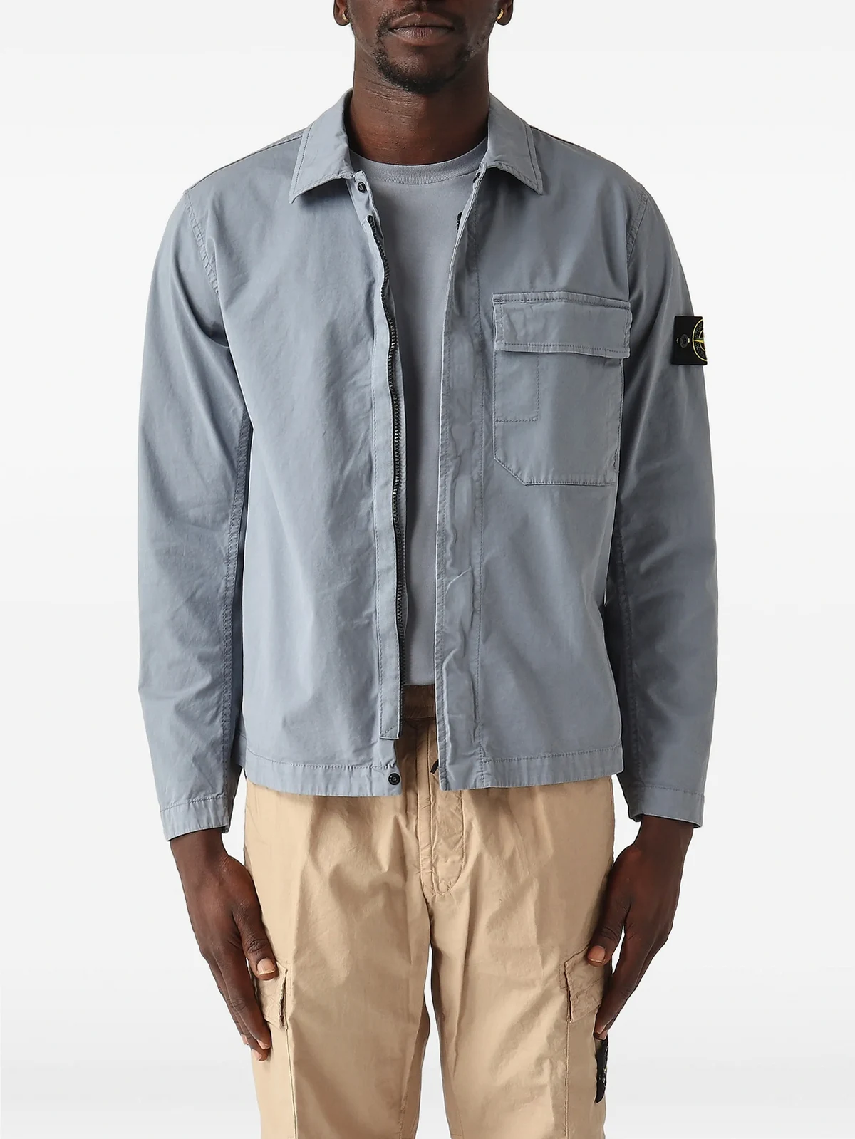 Compass-badge shirt jacket