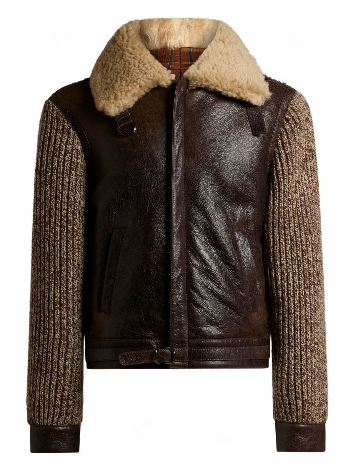 shearling knit-sleeve jacket