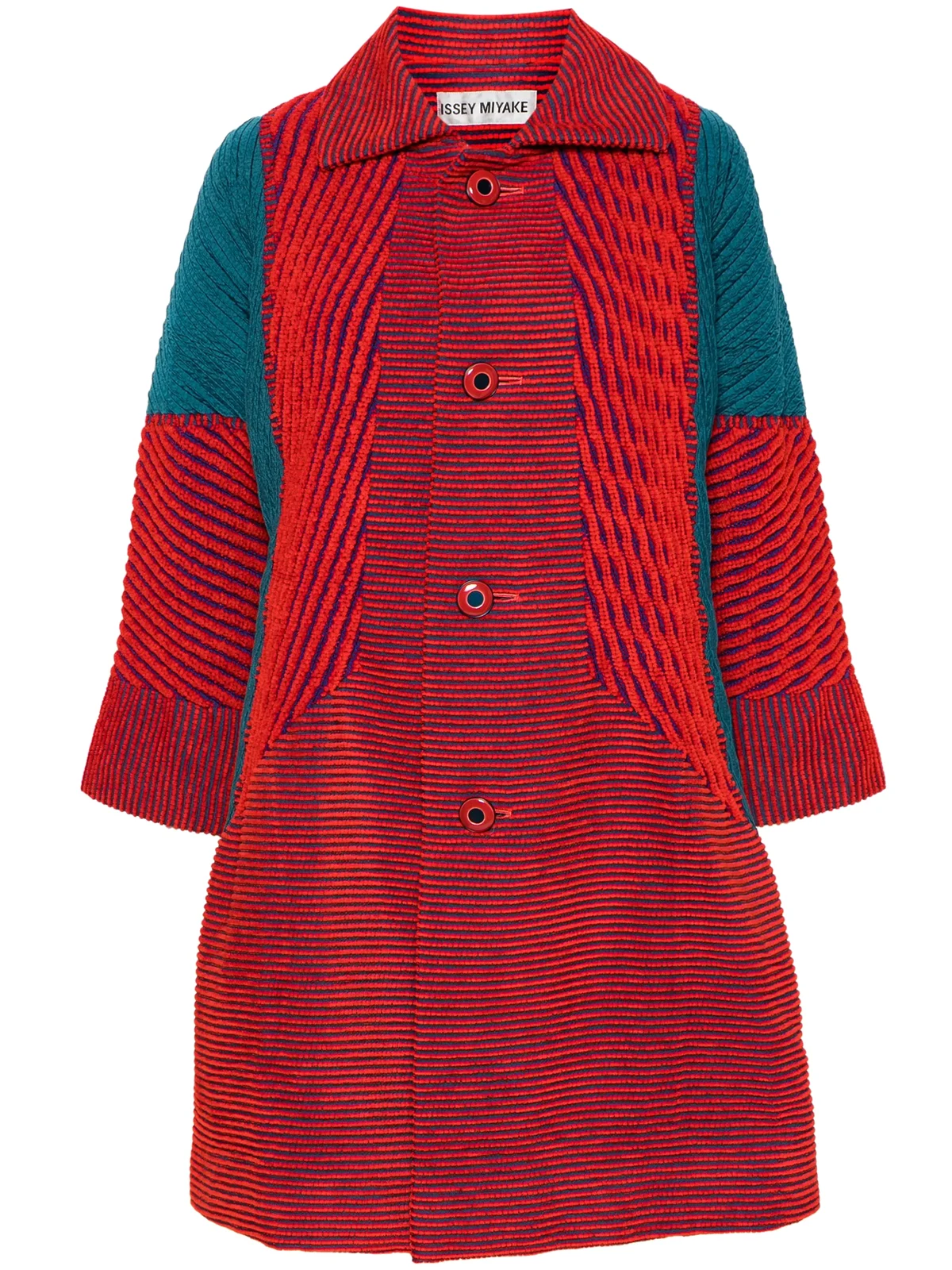1990s colour-block ribbed coat