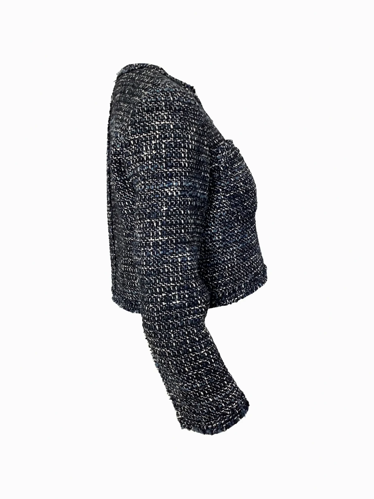 tweed collarless jacket