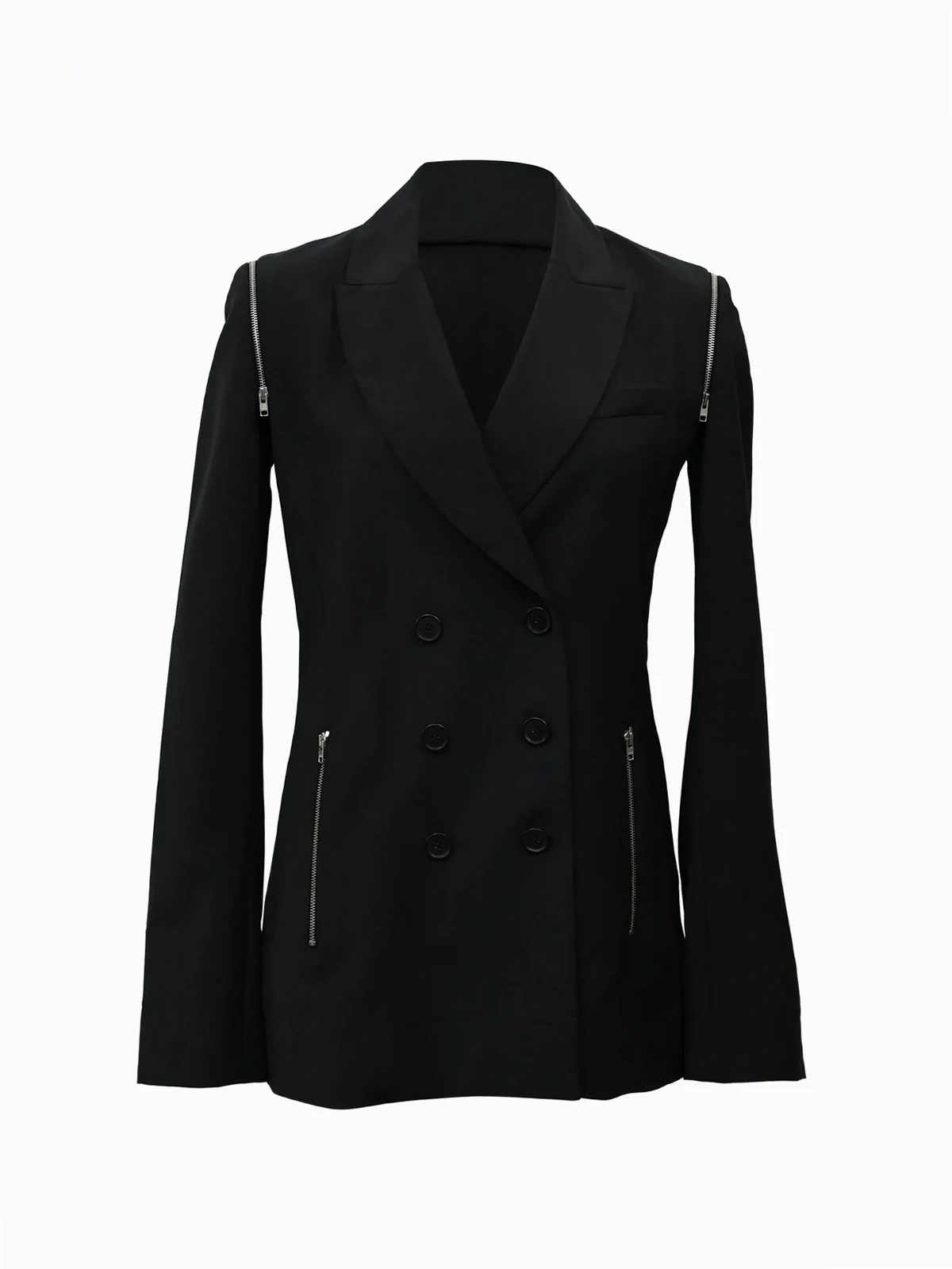 zip-detail double-breasted blazer