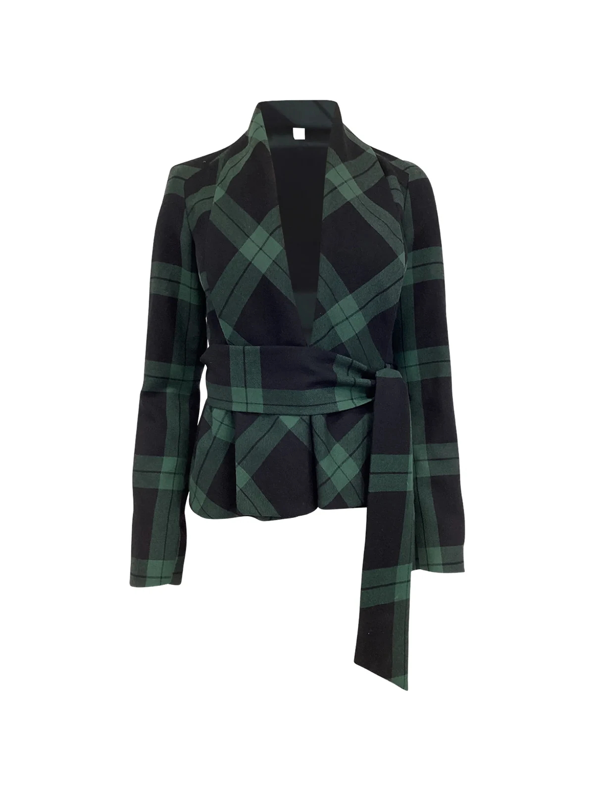 Karierte Jacke mit Gürtel