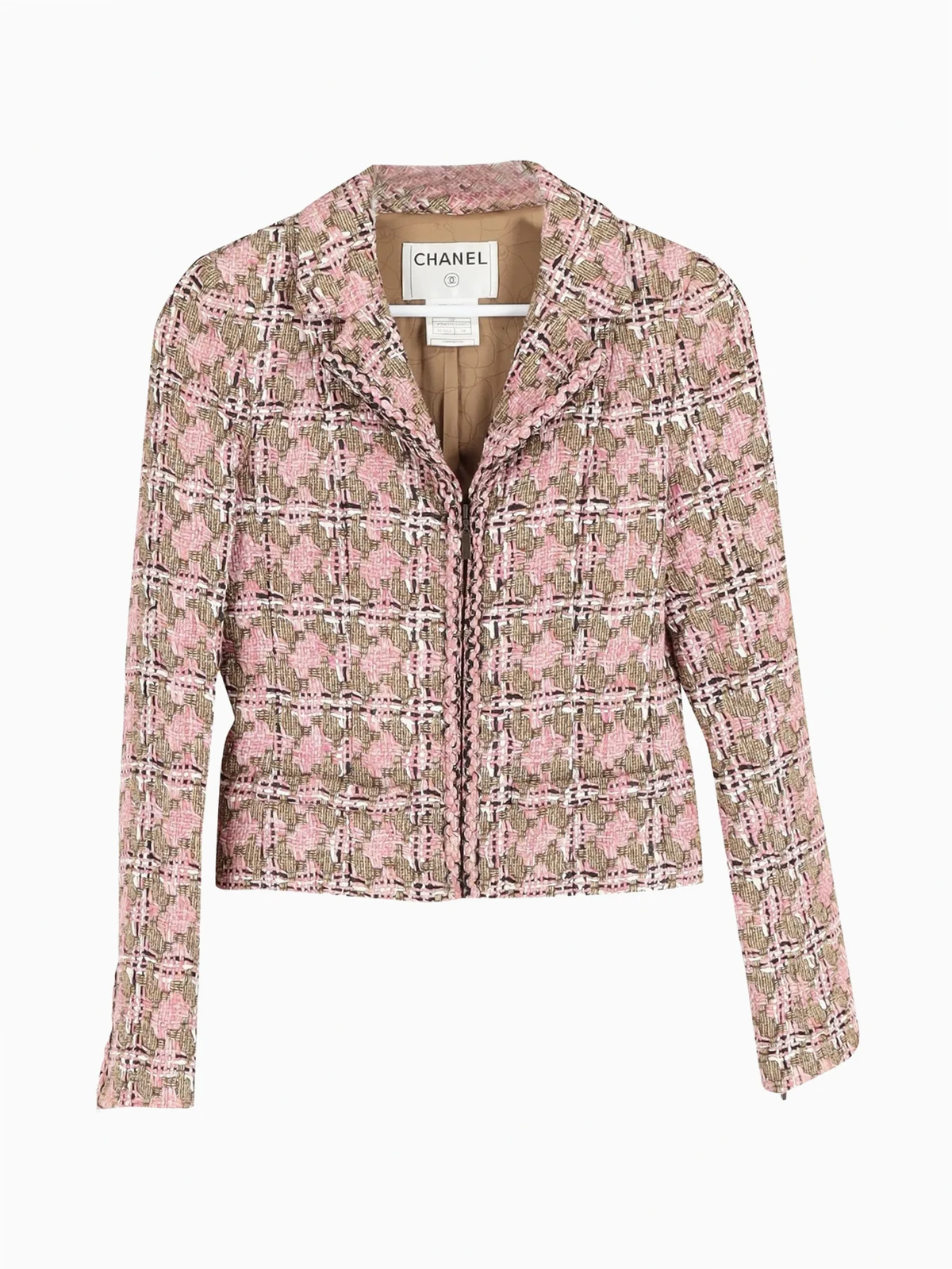 Tweed-Jacke mit Hahnentrittmuster