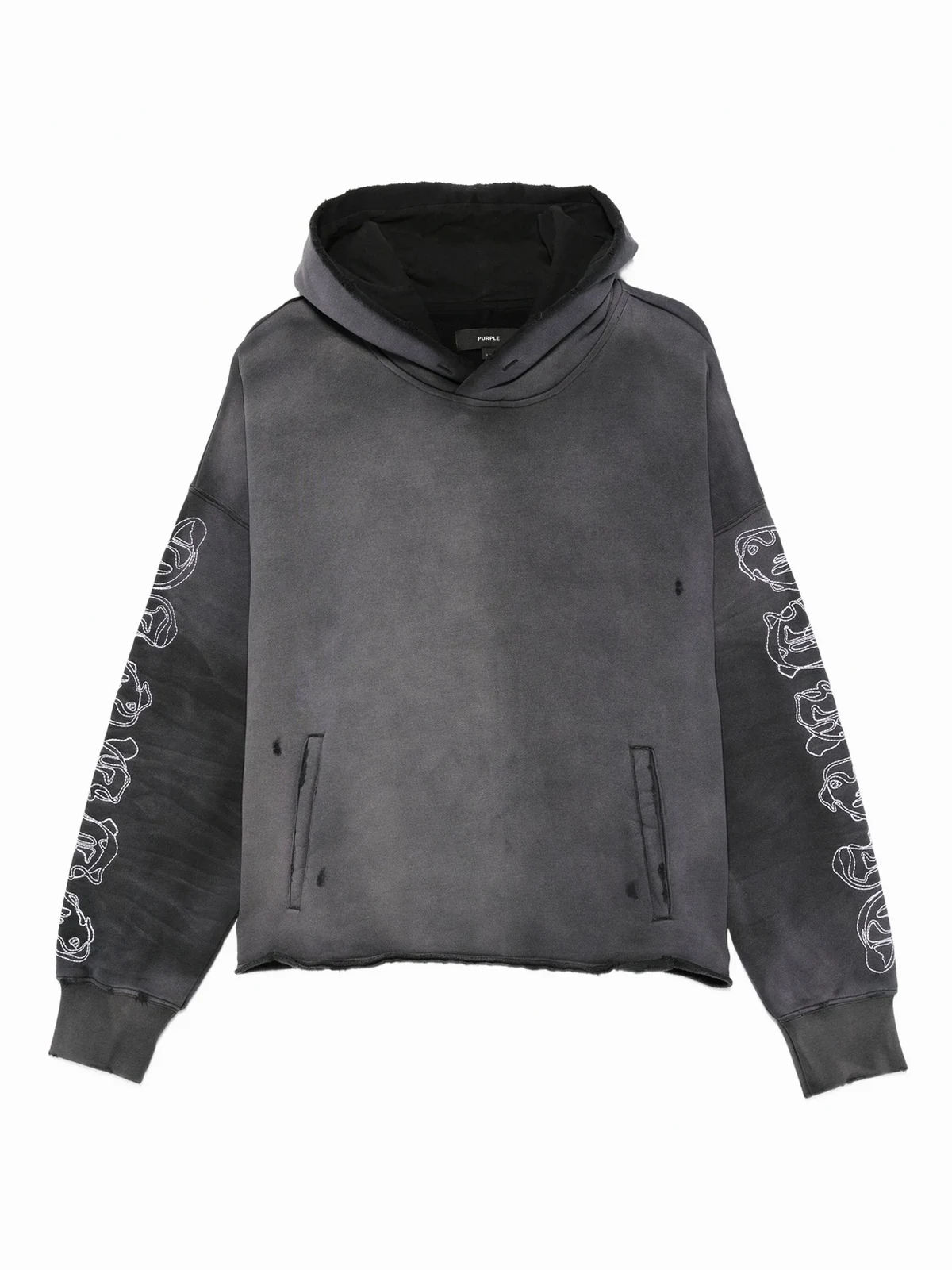 sleeve-graphic distressed hoodie
