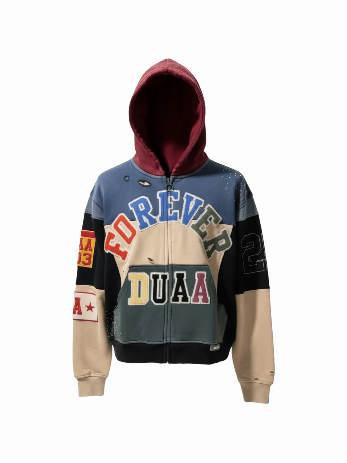 patchwork appliqué hoodie