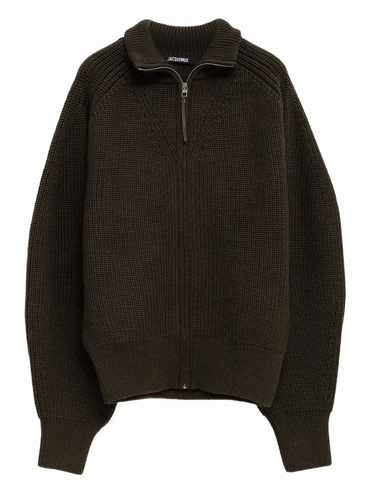 zip-front ribbed cardigan