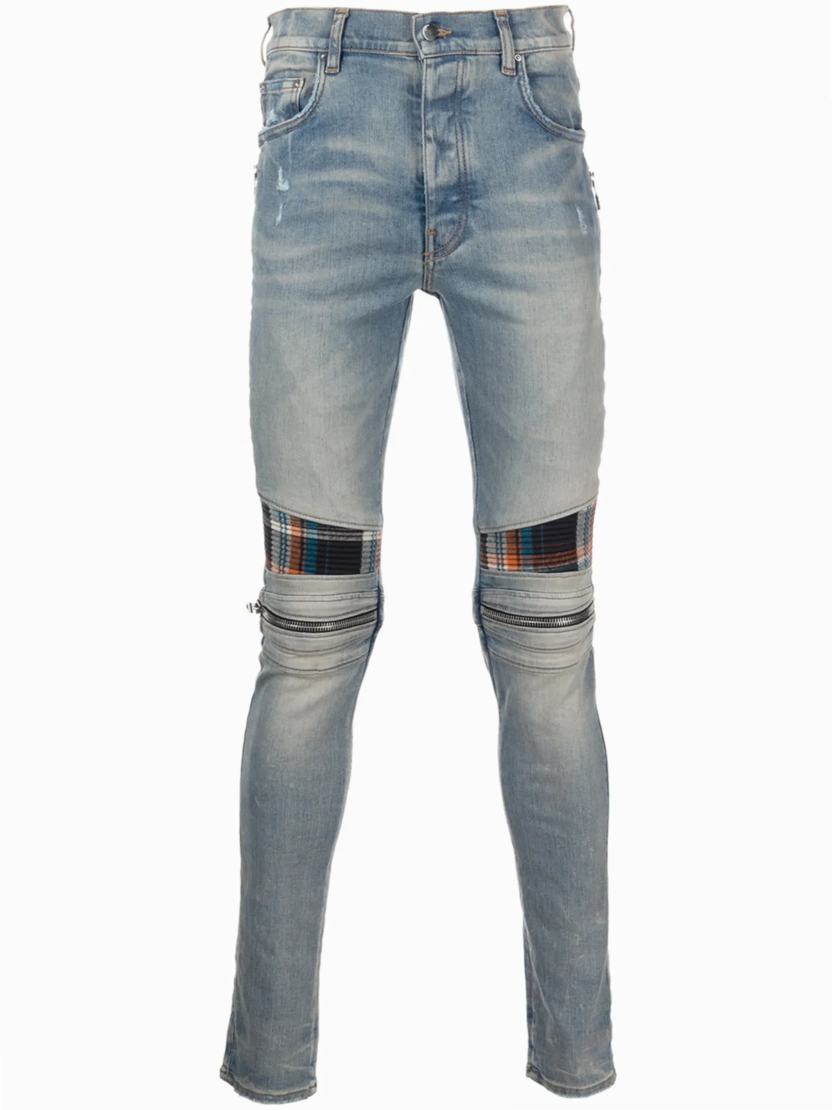 mid-rise contrasting-panel skinny jeans