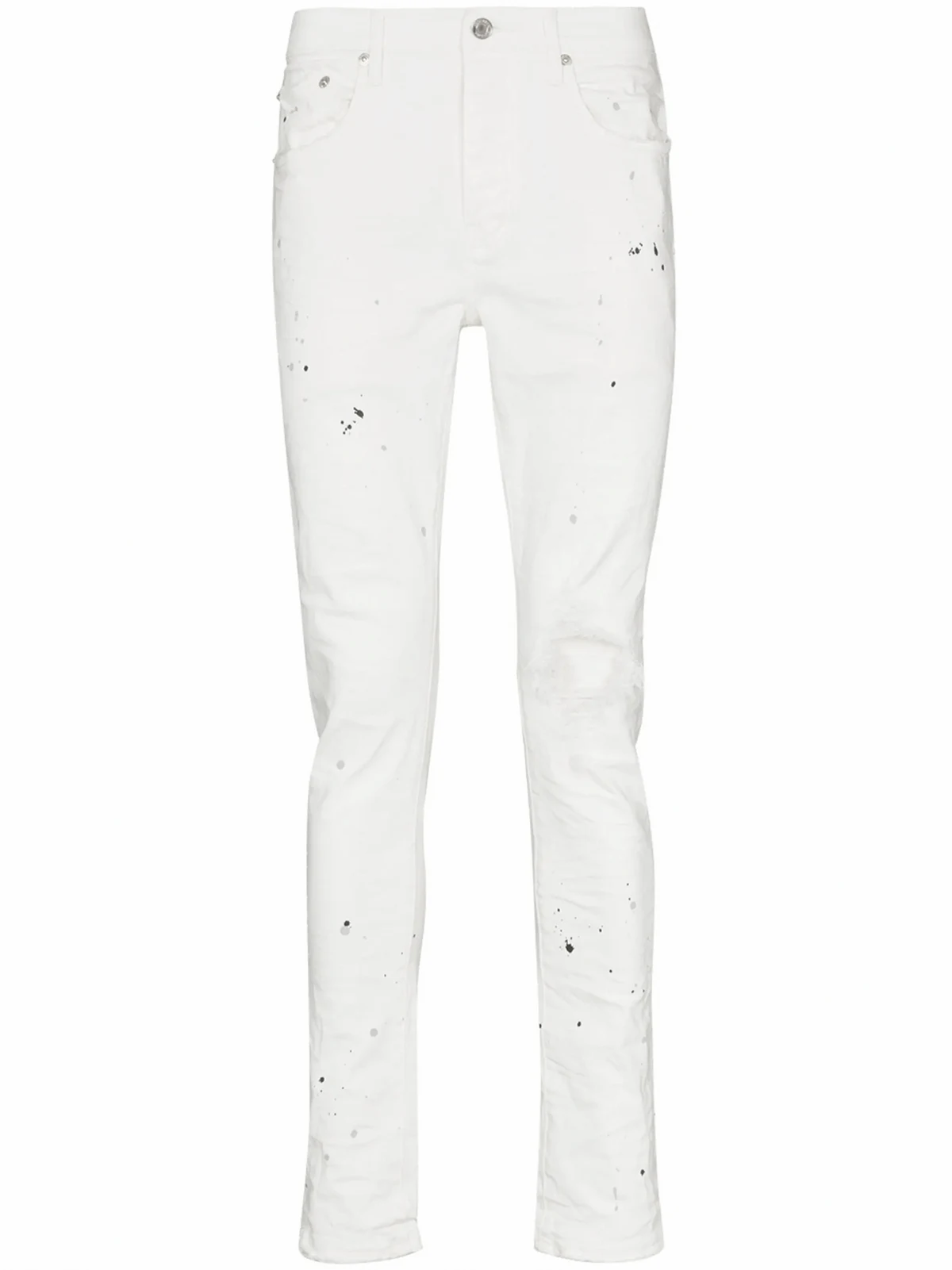 paint splatter-print skinny-cut jeans