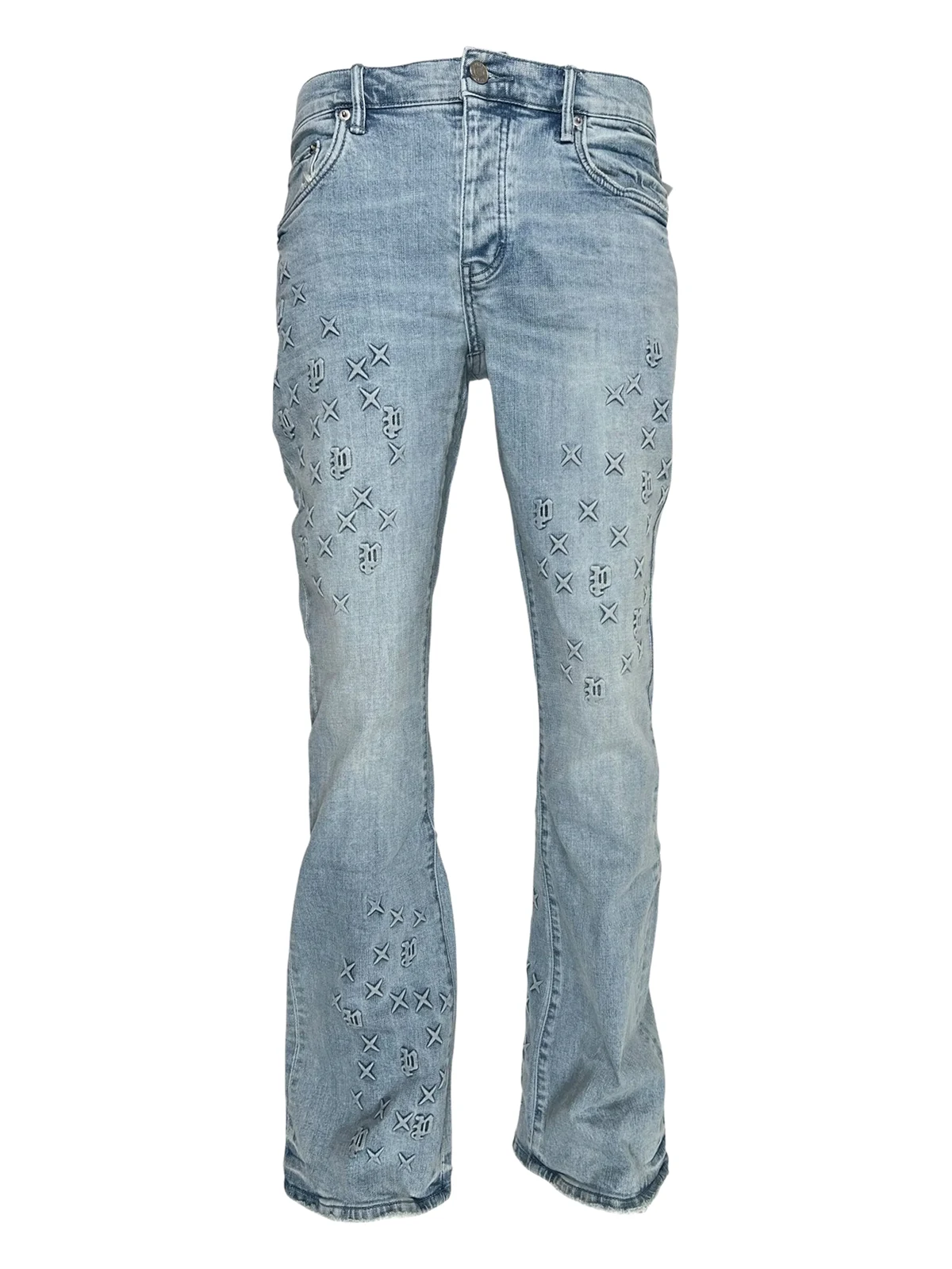 embossed flared jeans