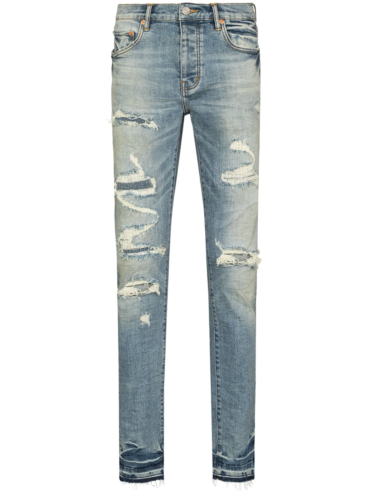 P001 Vintage distressed-finish skinny jeans