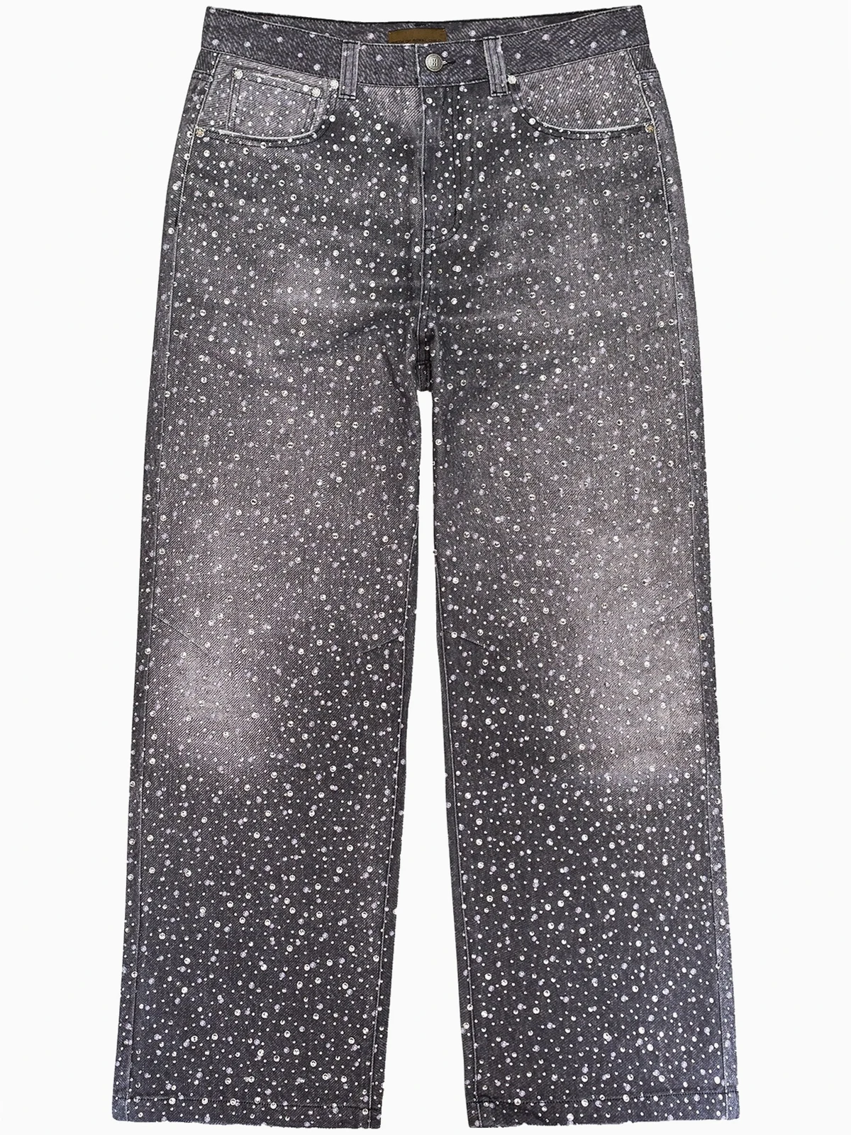 "Black" Straight-Leg-Jeans mit Strass