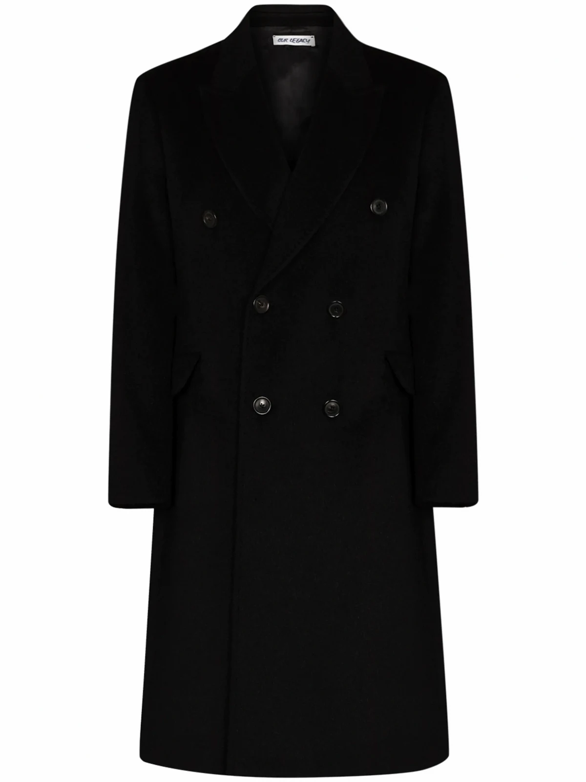 peak-lapel double-breasted coat