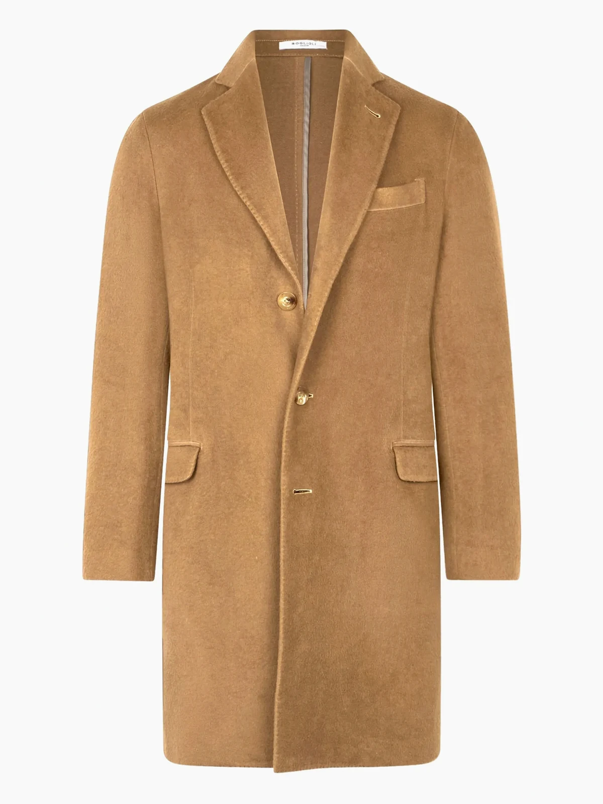 three-button brushed cashmere coat
