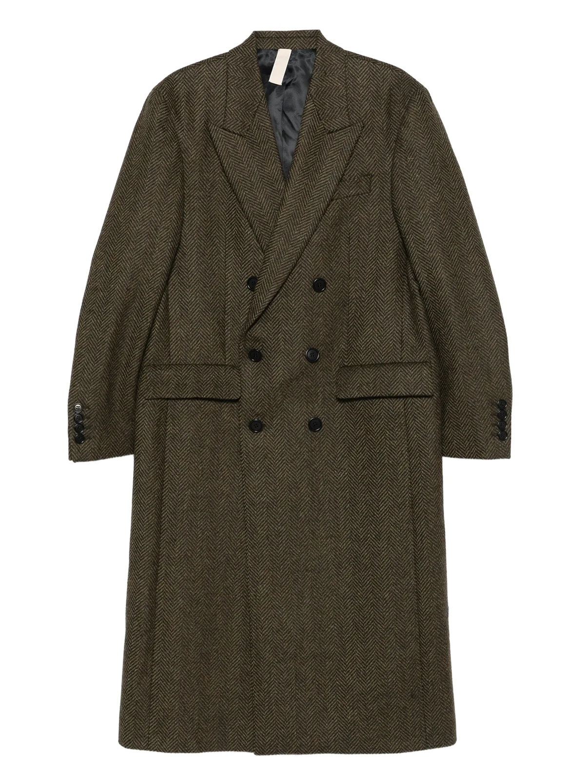 herringbone double-breasted coat