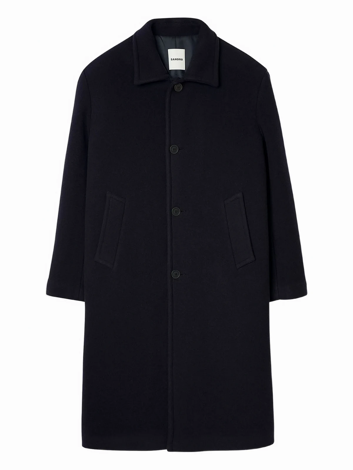 button-fastening wool coat