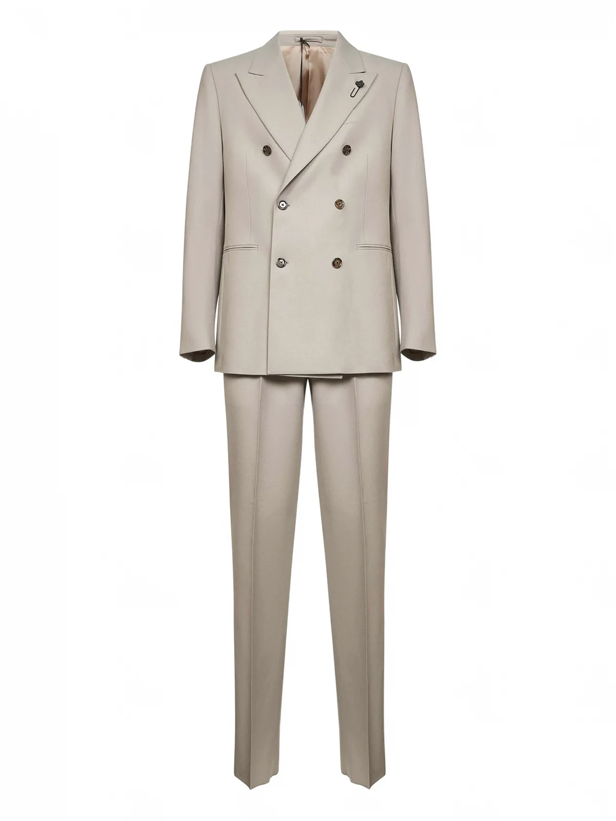 peak-lapel double-breasted suit
