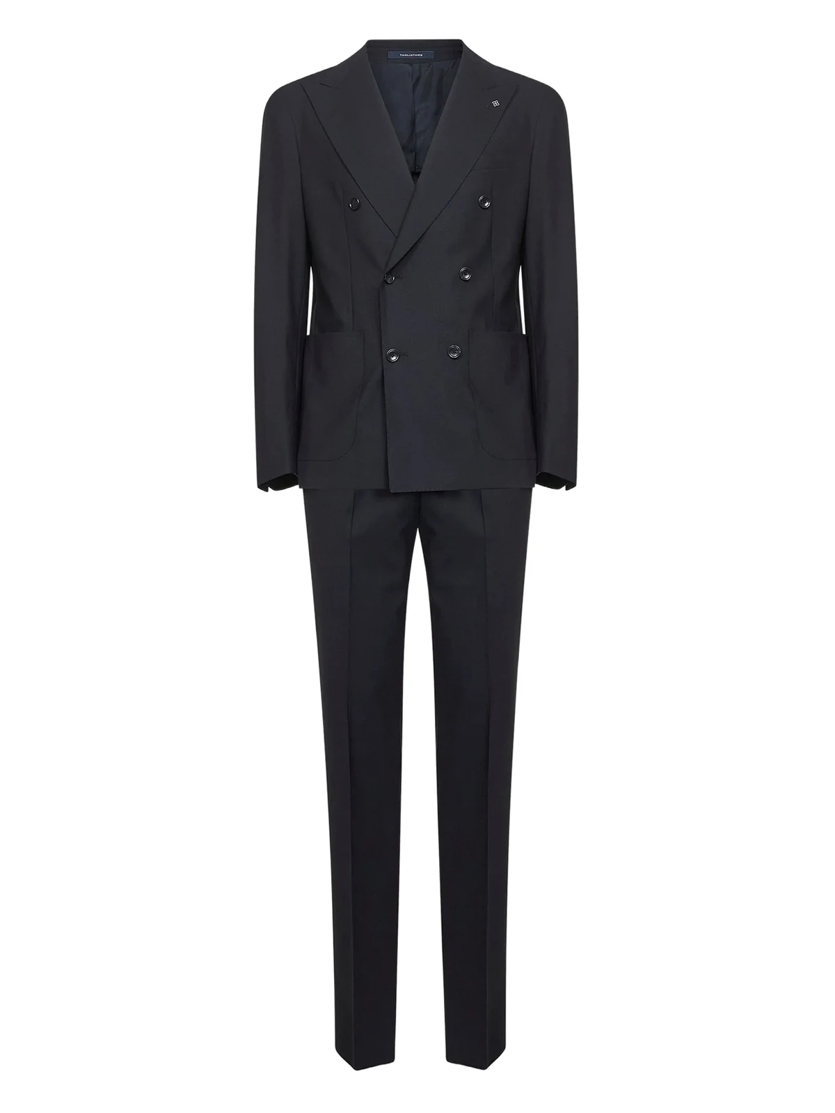 peak-lapel double-breasted suit