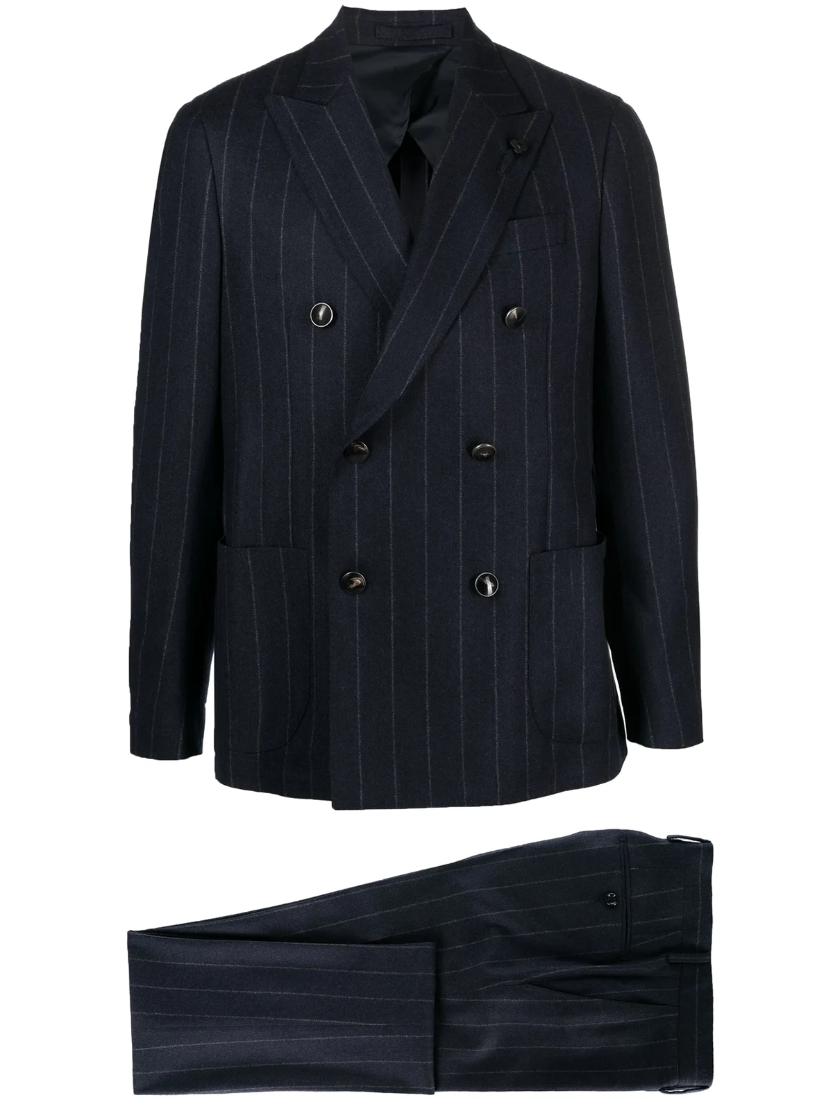 double-breasted pinstripe-pattern suit